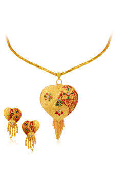 Trust Best 22K Gold Plated Big Heart Shape Design Necklace Set, TB001